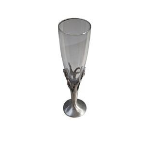 Seagull Canada Tulip Pewter Champagne Flute 1990 Hand Blown Glass